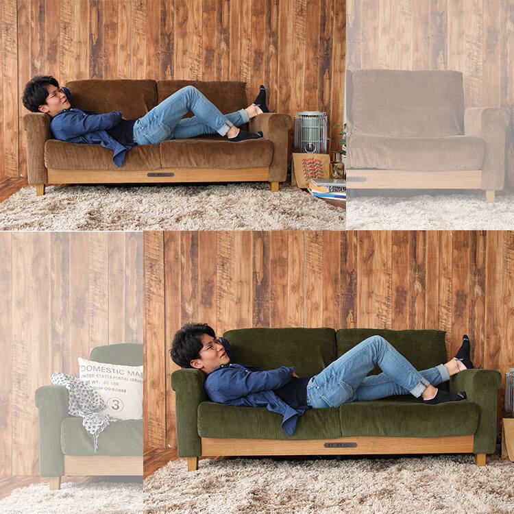 ソファ ソファー Rasic LP Sofa KH カーキ 3P 3人掛 リビング