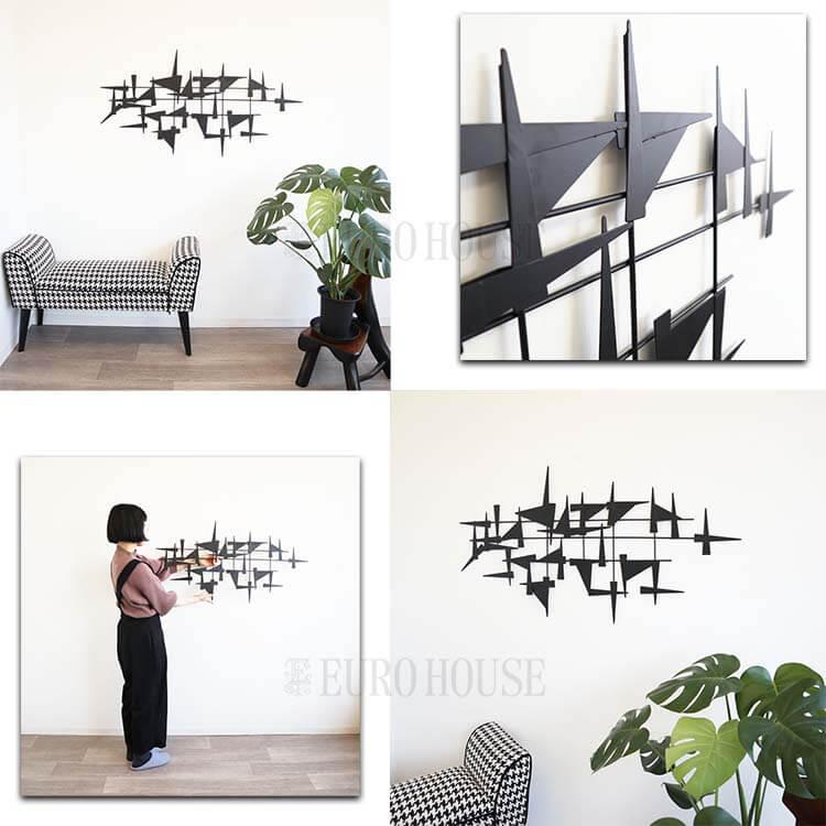 アイアンウォールアート トライアングル 壁飾り アートパネル プレート（63） パネル ウォールアートパネル ブラック 壁飾り 飾り アイアン