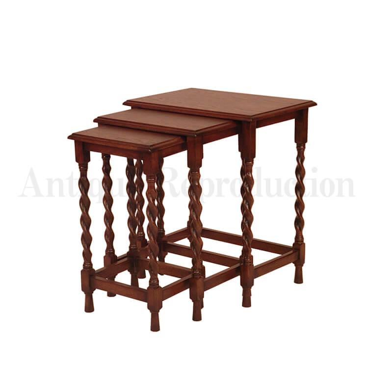 テーブル ネストテーブル アンティーク 机 ヴィンテージ調 シンプル オーク材 木製 在庫少 8cp｜eurohouse-kagu｜02