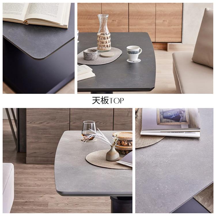 135 ダイニングテーブル 昇降式 セラミック 2本脚 ブラック グレー