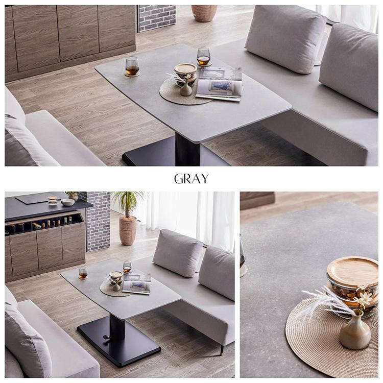 135 ダイニングテーブル 昇降式 セラミック 2本脚 ブラック グレー