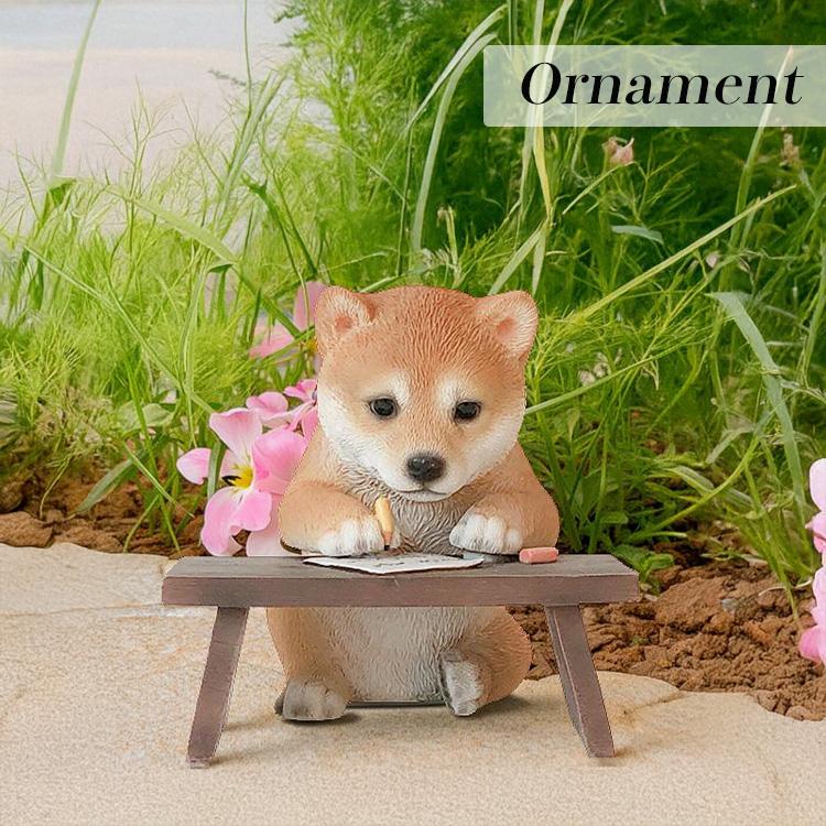 オーナメント 豆柴 お勉強 子犬 インテリア 犬 置物 ガーデン