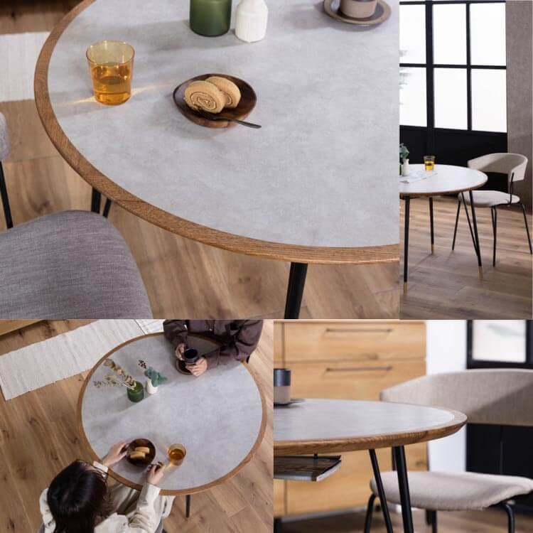 関家具 ダイニングテーブル テーブル 丸100 DT マルル NA WH 石目 脚