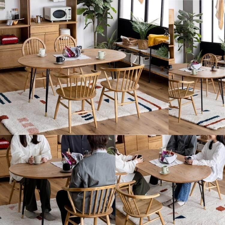 関家具 ダイニングテーブル テーブル 160 楕円 DT マルル NA WH 石目