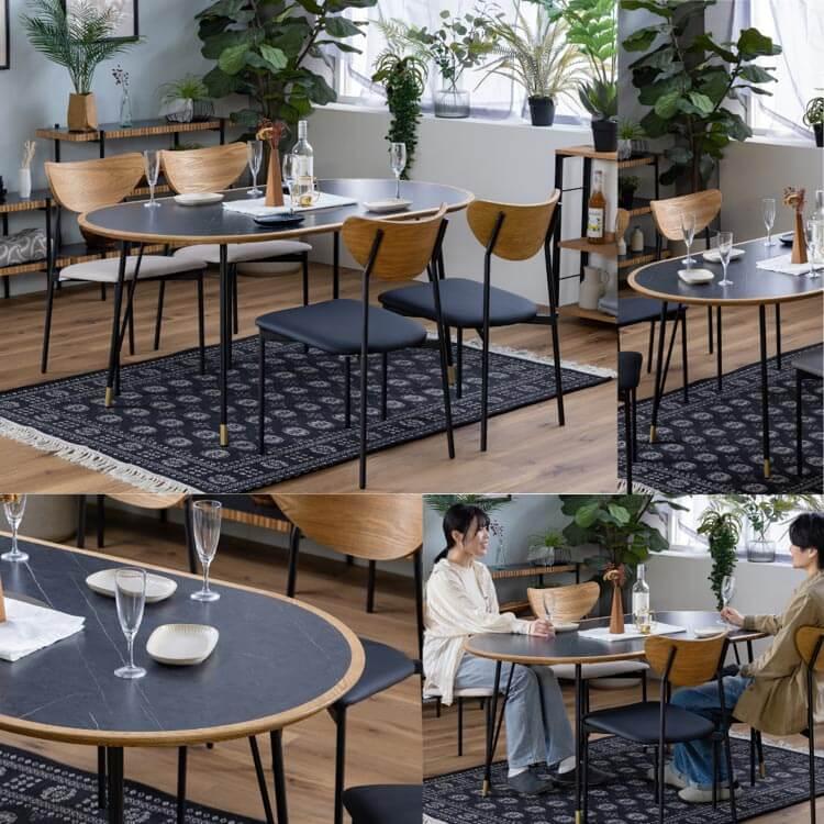 関家具 ダイニングテーブル テーブル 160 楕円 DT マルル NA WH 石目