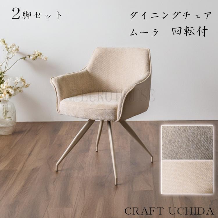 ダイニングチェア チェア ムーラ 回転 BE GY 2脚組 食卓椅子