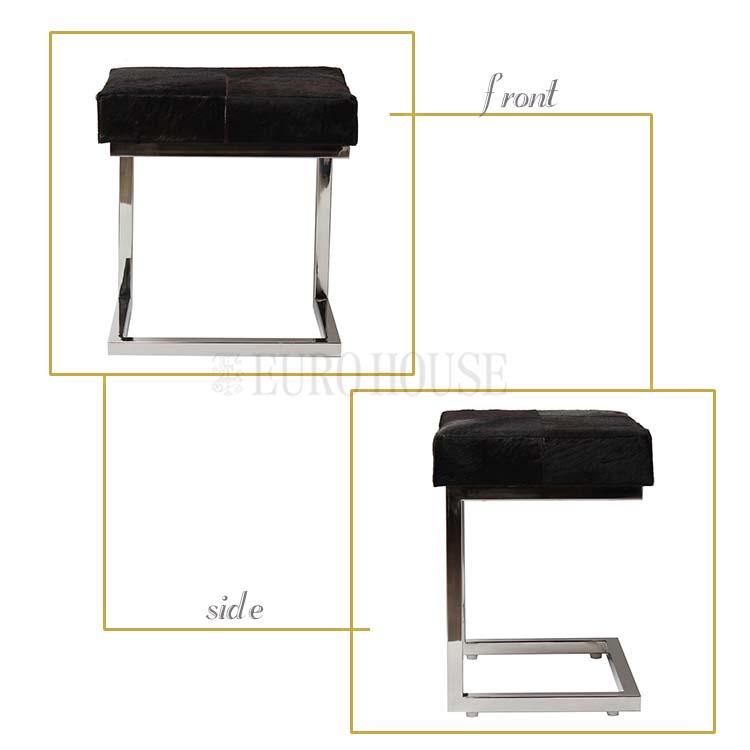 スツール リアルファースツール ダークブラウン W40 D33 Calf Stool
