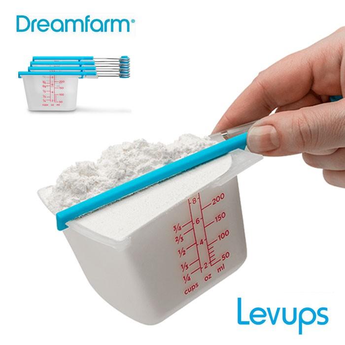 ドリームファーム Dreamfarm レヴァップス Levups クリア 片手ですり切れる計量カップ4種セット 品質満点！ ml 動画 低価格で大人気の oz表記