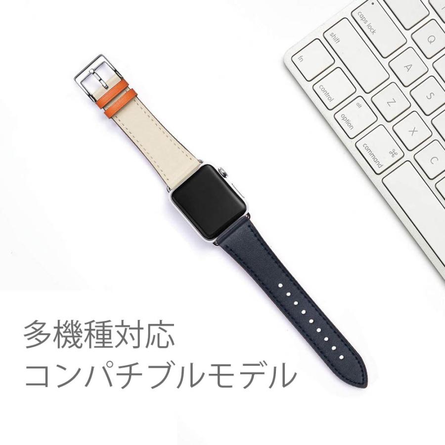 アップルウォッチ バンド 38mm 40mm 41mm apple watch バンド 白 series SE 7 6 5 4 3 2 1 シリーズ６ ベルト 交換 レザー 革 レディース 紺 送料無料｜eurokohaku｜08