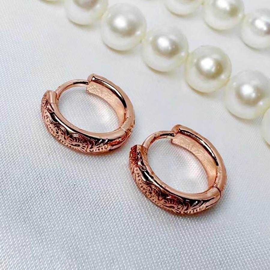ピアス ハワイアンジュエリー フープ 両耳用 ピンク ゴールド ピアス ハワイアンジュエリー フープ 両耳用 ピンク ゴールド