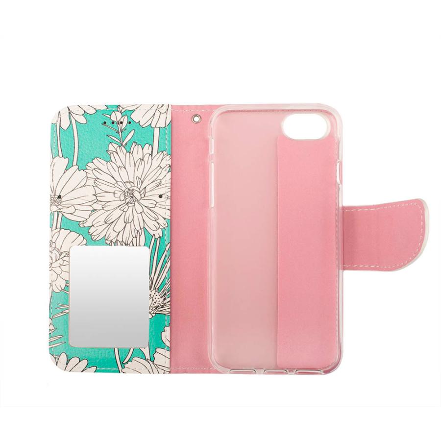 Iphone Se ケース 手帳型 Iphone8 ケース 手帳型 Iphone7 6s カバー 鏡 ストラップ付 花柄 ブルー グリーン フラワー ボタニカル 青 送料無料 Iphoneplusgrassmg Ace 通販 Yahoo ショッピング