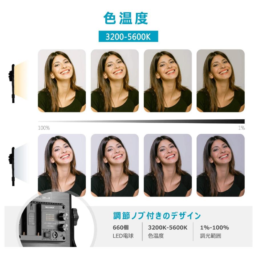 Neewer ライトスタンドキット 2組 NEE-LIG-660 | 二色660 LEDビデオライト スタンド Uブラケット 遮光板 照明 撮影用 ライト スタンドライト WEB会議|europort|04
