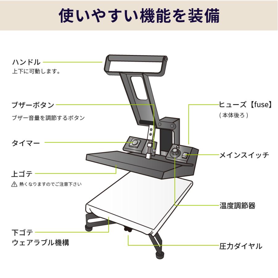 手動アイロンプレス機 ヘラクレスプラス 380×420mm PH-3842P | 国産