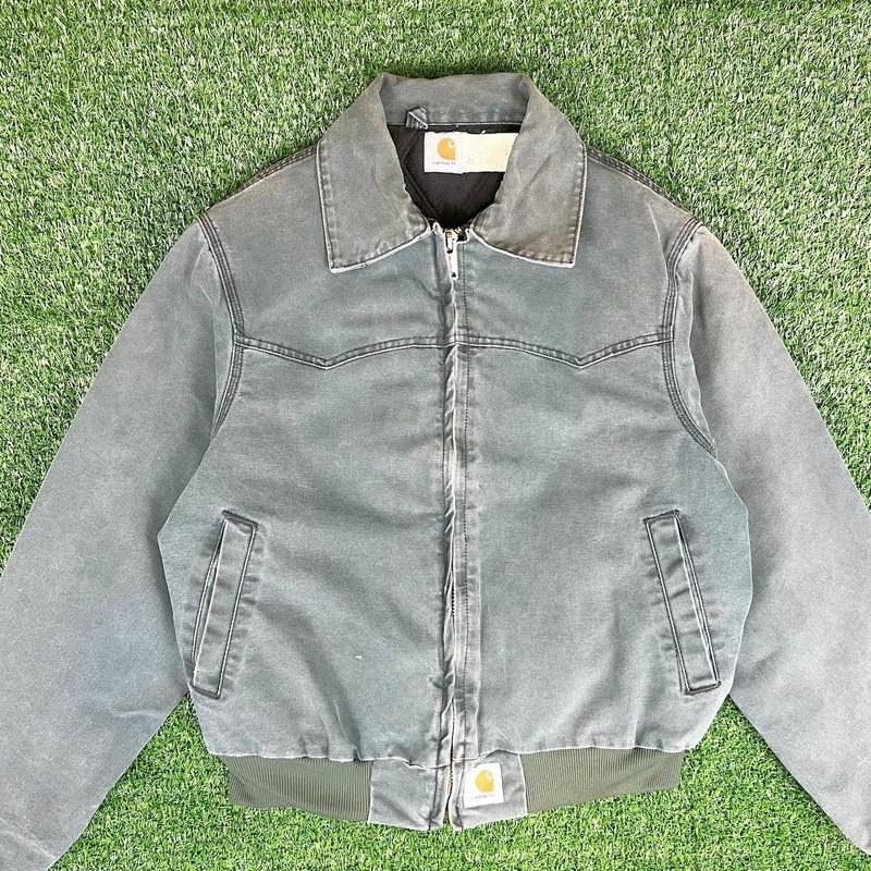 90s USA製 Carhartt サンタフェジャケット ダック地 モスグリーン 星 