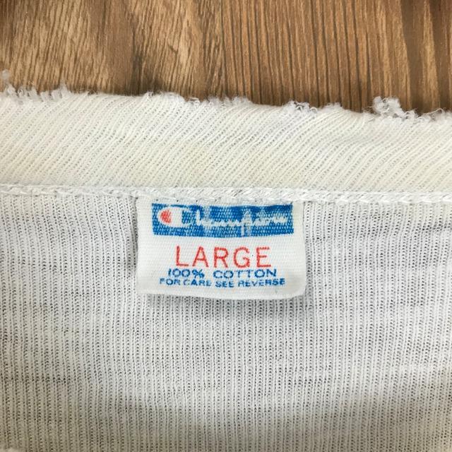 USA製 70s VINTAGE Champion バータグ 3段染み込み カレッジ 七分袖 Tシャツ  メンズL 70年代 チャンピオン   古着 e24042012｜evaryone2023｜03