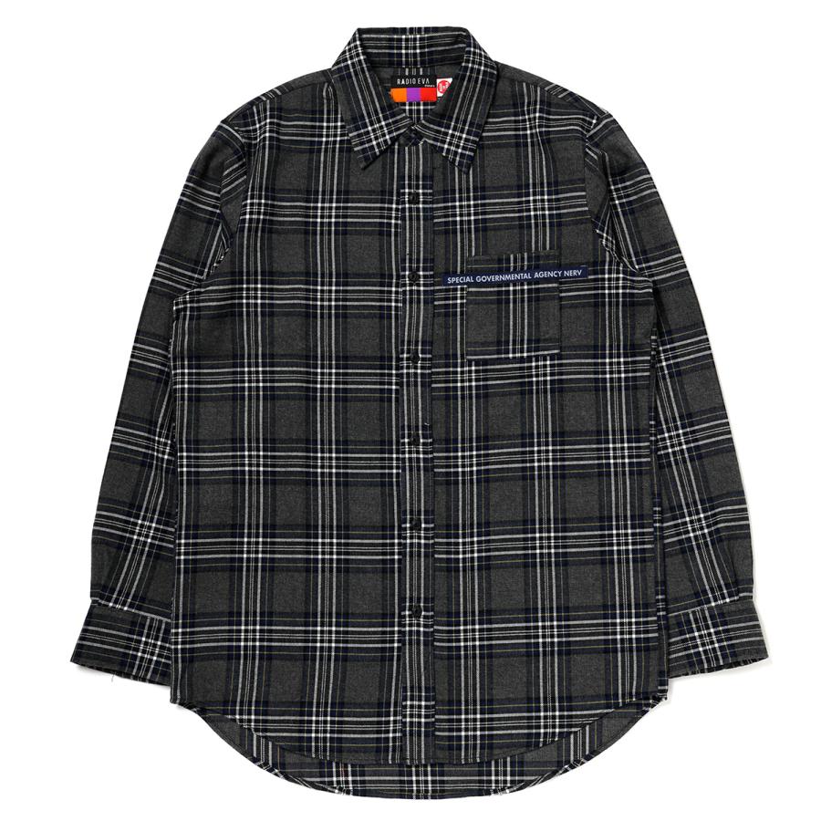 RADIO EVA A083 EVA-01 BANDANNA FLANNEL CHECK SHIRTS/GRAY×NAVY