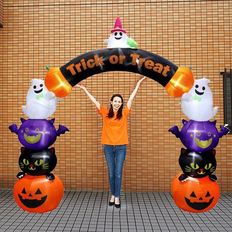 ハロウィン ビッグ 装飾 エアーディスプレイアーチパンプキンフレンズ H300cm / エアブローの画像