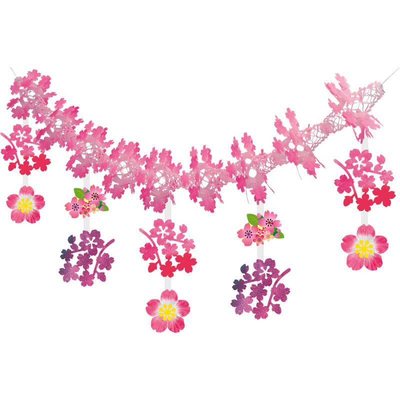 桜装飾　桜ミックスガーランド　L180cm /メール便可 / 桜 装飾 飾り ペナント プリーツ ハンガー｜event-ya｜02