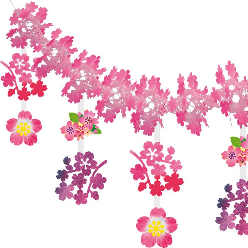 桜装飾　桜ミックスガーランド　L180cm /メール便可 / 桜 装飾 飾り ペナント プリーツ ハンガー｜event-ya｜03