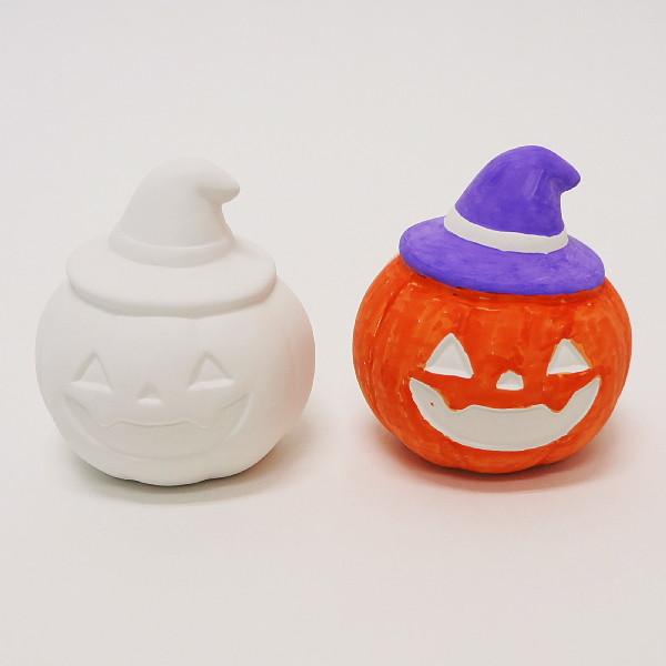 ハロウィン パンプキン 陶器製 特大　小物入れ（美品） お絵かき陶器貯金箱 ハロウィンパンプキン/ 色塗り 絵付け 陶器 貯金箱