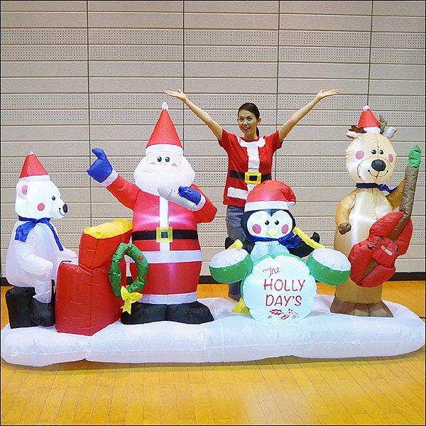 クリスマス エアブロー 装飾 サンタバンド W300cm/ ディスプレイ 