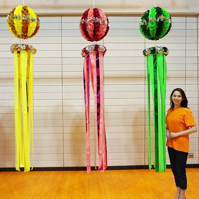 七夕 特大デラックスくす玉吹流し(230cm) / 吹き流し 簡単 飾り付け
