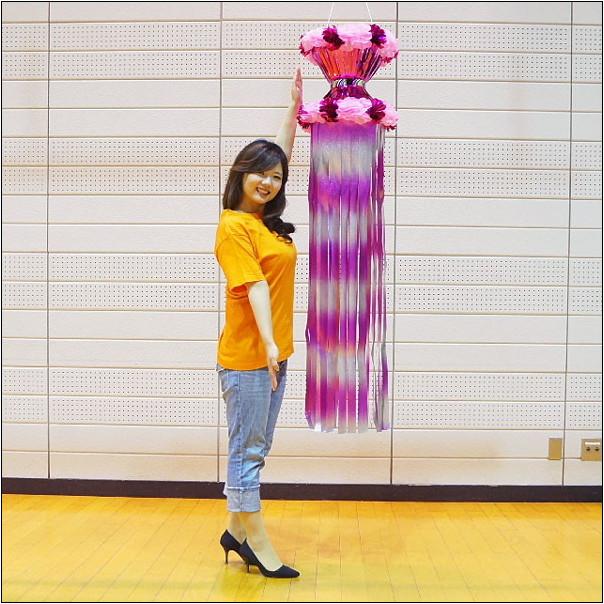 七夕 さざ波つづみ吹流し（150cm） ピンク・イエロー・ブルー3本セット