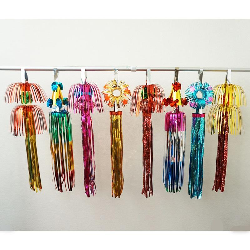 七夕飾り用ミニ吹流し Mサイズ(約50cm) 8本セット / 吹き流し 七夕