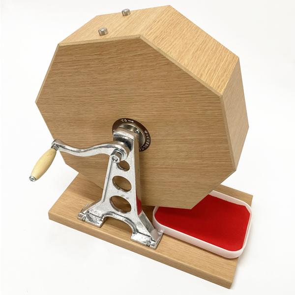 1000球用 木製ガラポン ハッピー抽選器 国産 [受皿付(赤もうせん付