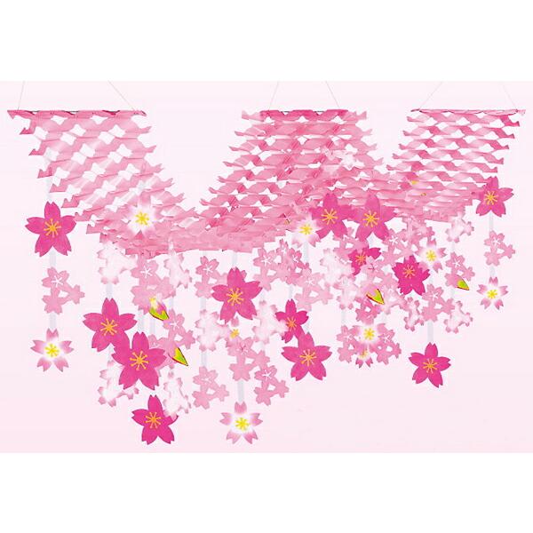 桜装飾 舞桜2連プリーツハンガー L200cm / 飾り ディスプレイ 春 室内装飾