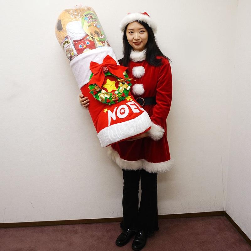 クリスマス 全長80cm ジャンボキングサンタブーツ ぬいぐるみ・お菓子