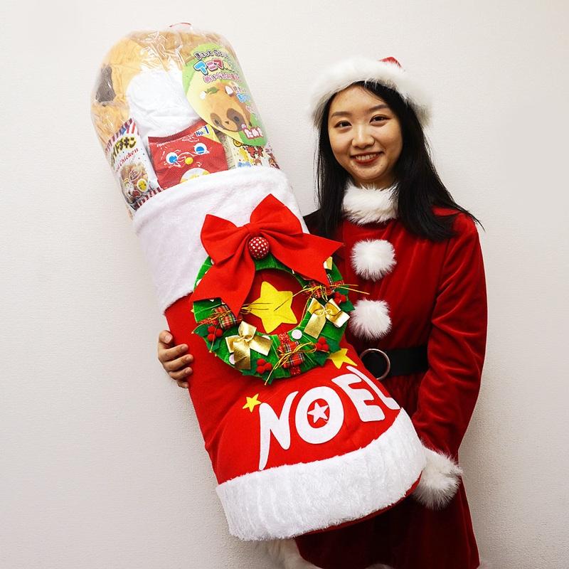 クリスマス 全長80cm ジャンボキングサンタブーツ ぬいぐるみ・お菓子