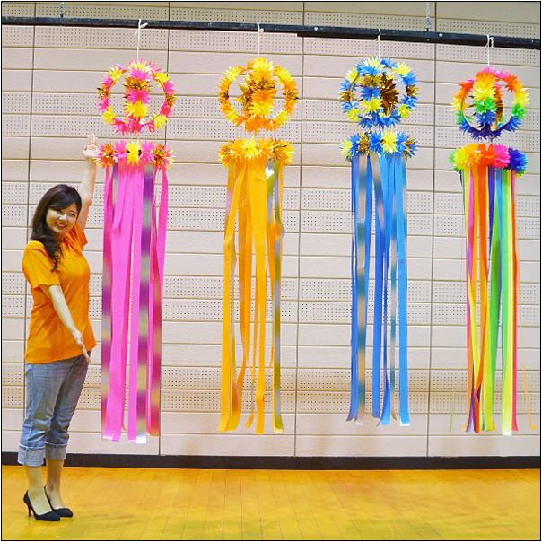 七夕 サンシャイン吹流し(185cm) ピンク / 吹き流し 装飾 キラキラした