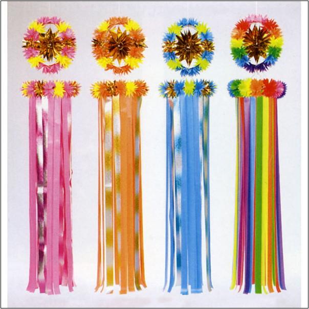 七夕 サンシャイン吹流し(185cm) ピンク / 吹き流し 装飾 キラキラした