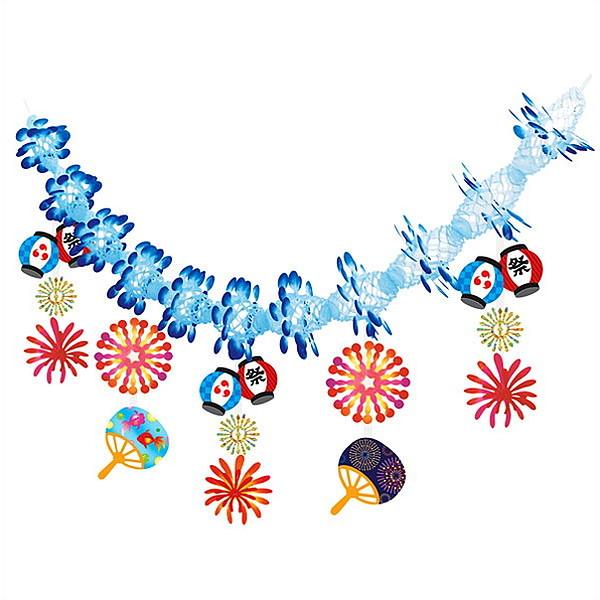 高級品市場 夏祭り装飾 提灯花火ガーランド L180cm メール便可 Aynaelda Com