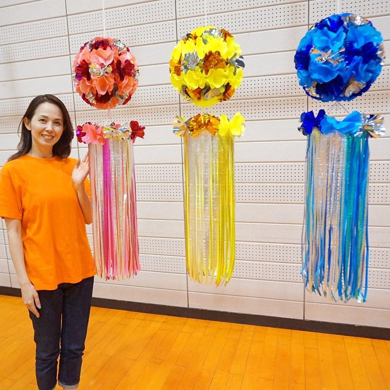 新品未使用　吹き流し 七夕 ラインくす玉吹流し（100cm） / 吹き流し 装飾 飾り ディスプレイ