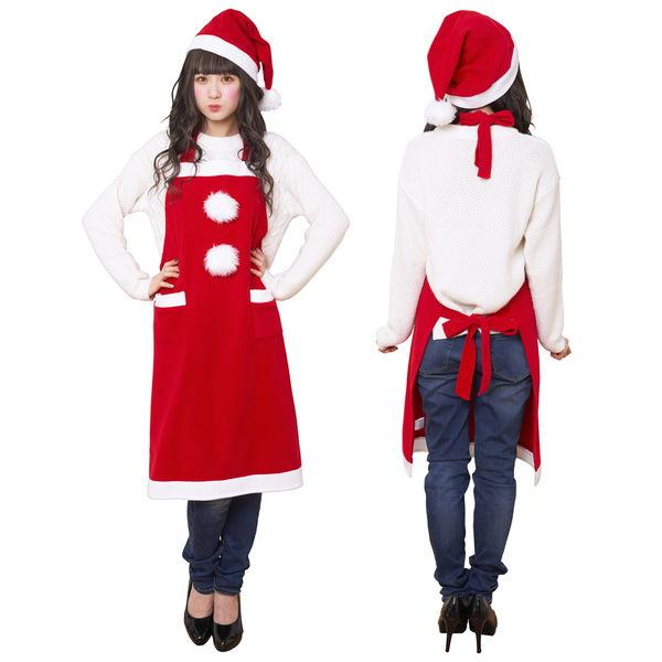 サンタエプロン・帽子セット / クリスマス 衣装 仮装 コスチューム｜event-ya｜02