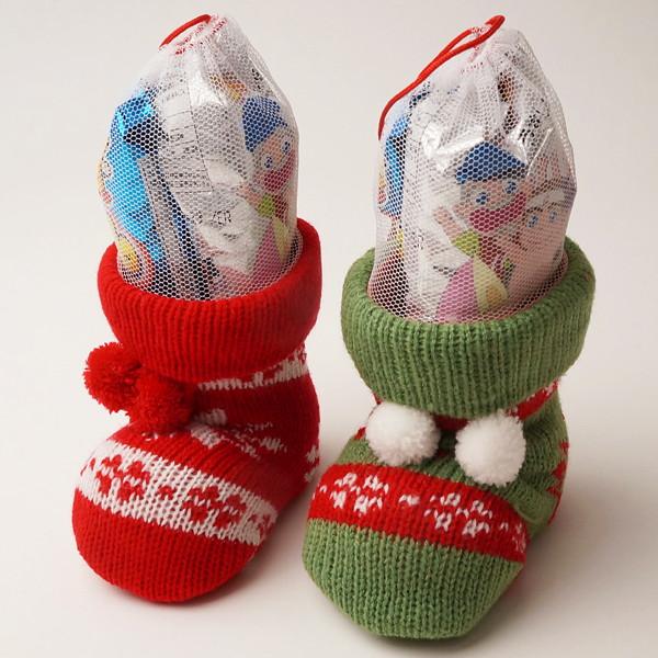 クリスマスお菓子 ニットブーツ 25個 ブーツ高9cm［1個当たり132円