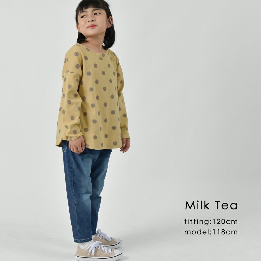 子供服 ドット柄裾ラウンドTシャツ 女の子 男の子 子ども服 こども服 キッズ トップス 長袖 ドット 水玉 春夏 90 100 110 120 130 140｜evercloset｜09