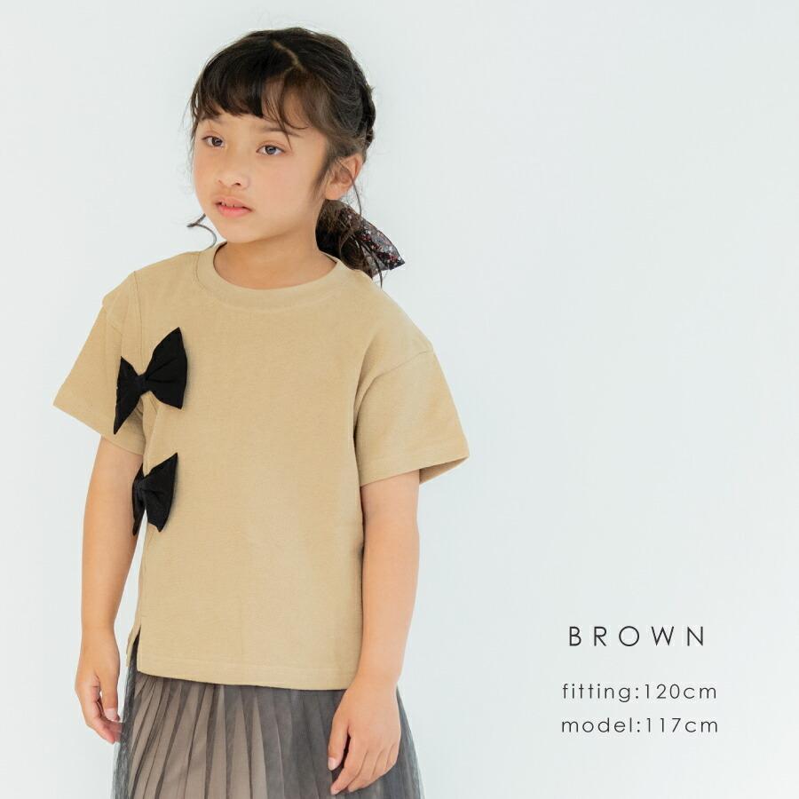 Tシャツ 子供服 ガールズデザインTシャツ 半袖 女の子 トップス リボン  