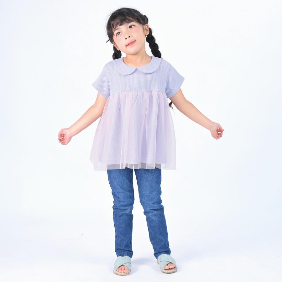 子供服 ふんわりチュール 丸衿 トップス 子ども服 こども服 キッズ 半袖 トップス Tシャツ 女の子 90 100 110 120 130 140 春夏｜evercloset｜11