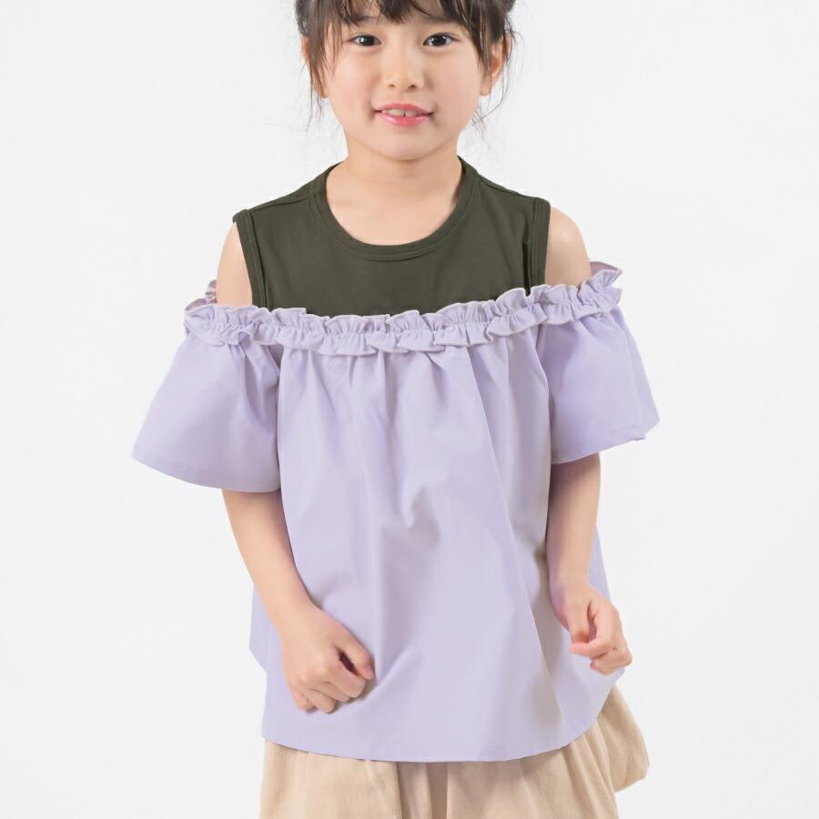 子供服 袖フレアフリルトップス evercloset エバクロ 女の子 キッズ キッズ服 トップス オフショルダー 半袖 90 100 110 120 130 140 春夏｜evercloset｜14