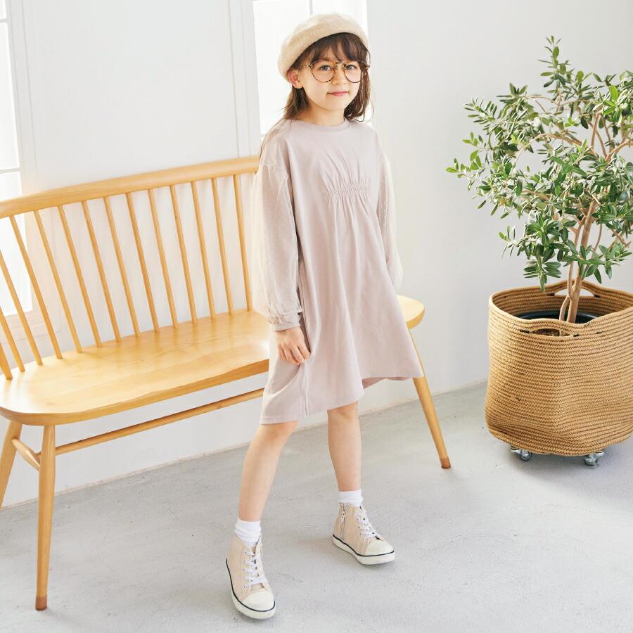 子供服 ワンピース 袖ドットチュール 長袖 ロンT キッズ 長袖Tシャツ 女の子 ワンピ スカートフォーマル 春 秋 90 100 110 120 130 140｜evercloset｜19