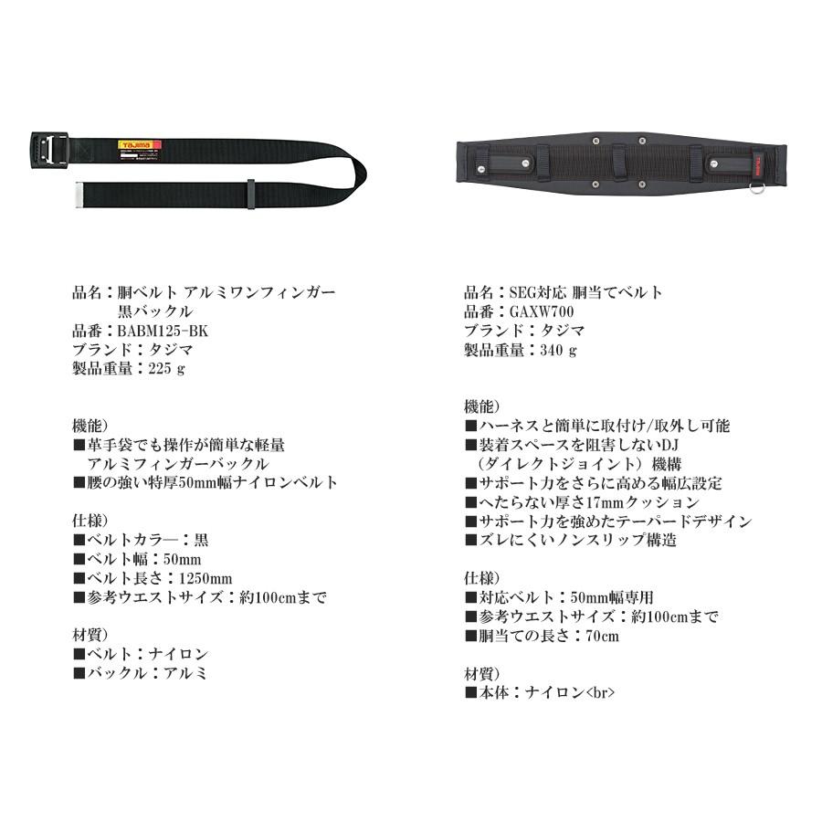 ハーネスGS 平ロープ ダブルL1セット 胴ベルト 胴当てベルト TAJIMA