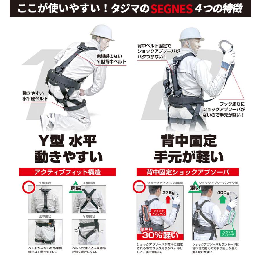 Tajima フルハーネス3点セット Mサイズ ランヤード一体型 Tajima フルハーネス3点セット Mサイズ ランヤード一体型
