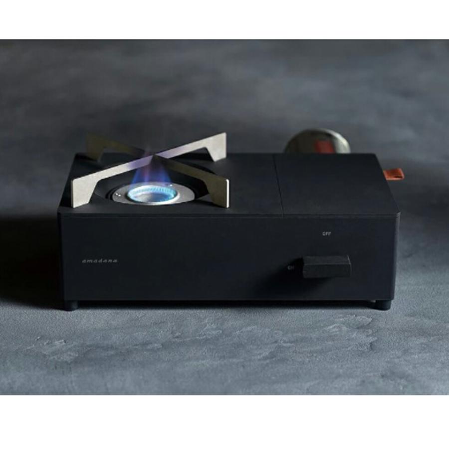 amadana CASSETTE CONRO アマダナ カセットコンロ フルアルミダイキャストボディ 小型カセットコンロ 高火力 屋外 屋内 カセットガス ブラック キャンプ CAMP … | amadana