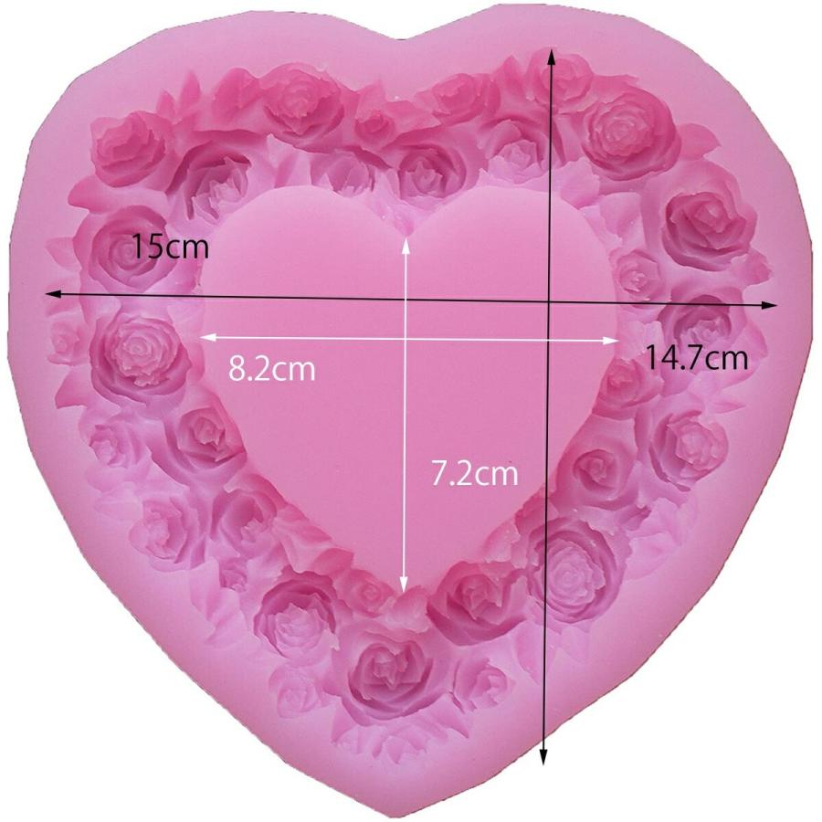 特大 バラ ブーケ ハート シリコン 型 薔薇 花 シリコンモールド