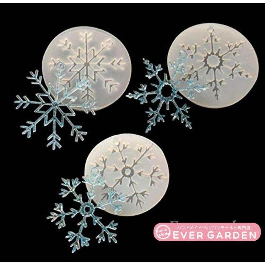 レジン 雪 結晶 3個セット シリコンモールド ネックレス アクセサリー