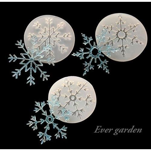 雪の結晶レジンネックレス レジン 雪 結晶 3個セット シリコンモールド ネックレス アクセサリー