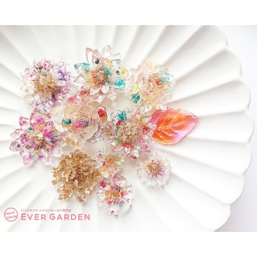 レジン 立体 花 10種類 バラ 薔薇 葉っぱ リーフ シリコンモールド オルゴナイト uvレジン アロマストーン 石膏 手作り 石鹸 キャンドル 樹脂 粘土｜evergarden｜05